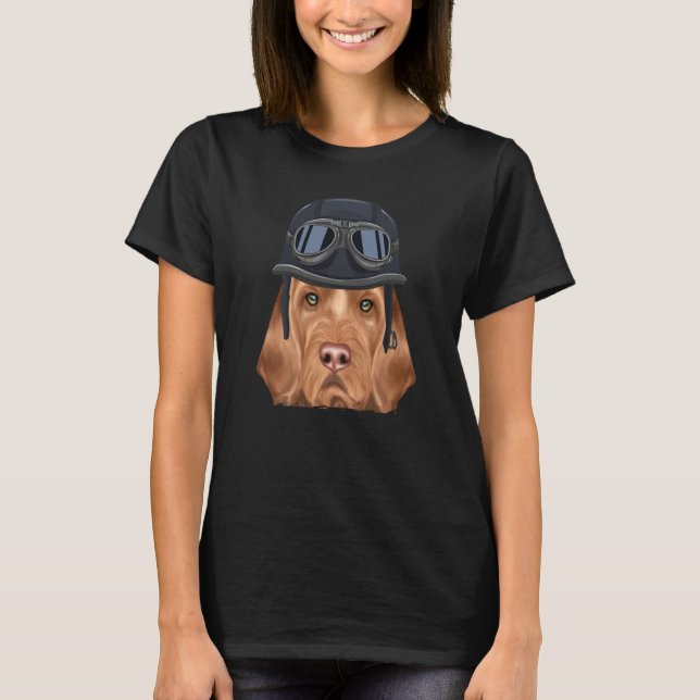 Vintage Motorcycle Helmet Wirehaired Vizsla T-Shirt (Front)