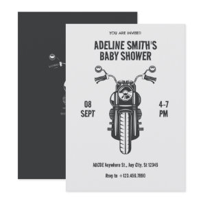 Vintage motorcycle icon baby shower invitation