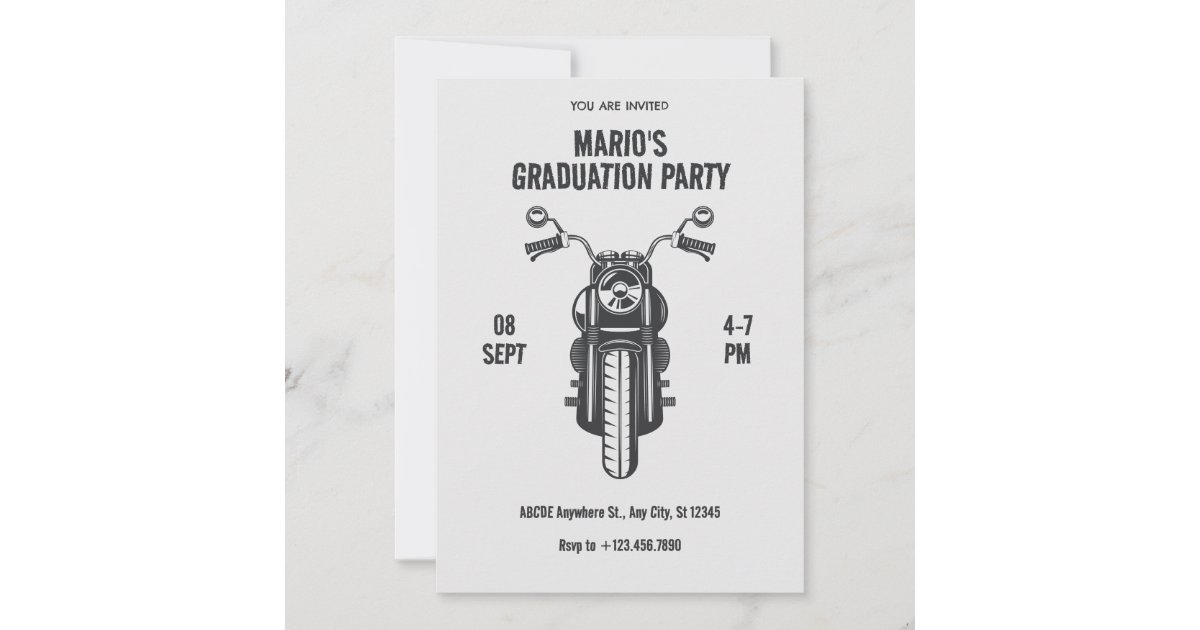 Vintage motorcycle icon Graduation party Invitation | Zazzle