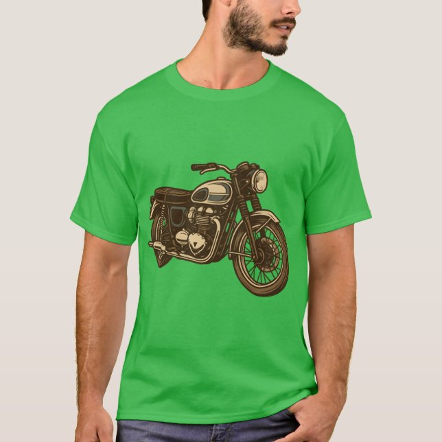 Vintage Motorcycle Illustration T-Shirt (Front)
