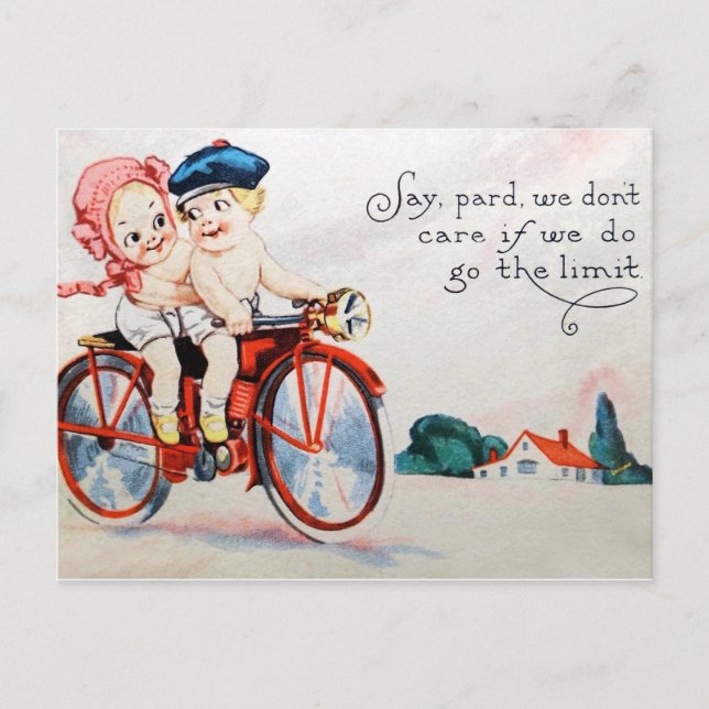 Vintage Motorcycle Kids Postcard (Front)