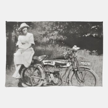 Vintage Motorcycle Kitchen Towel by Past_Impressions at Zazzle