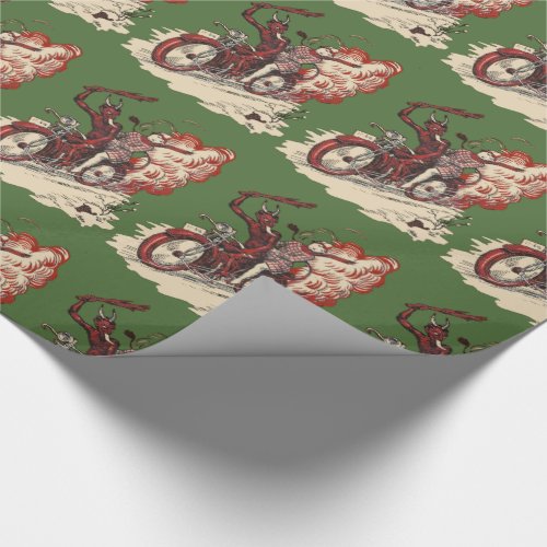 Vintage Motorcycle Krampus Wrapping Paper