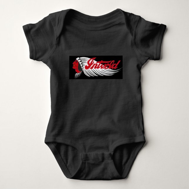 Vintage Motorcycle Logo Black Baby Bodysuit (Front)