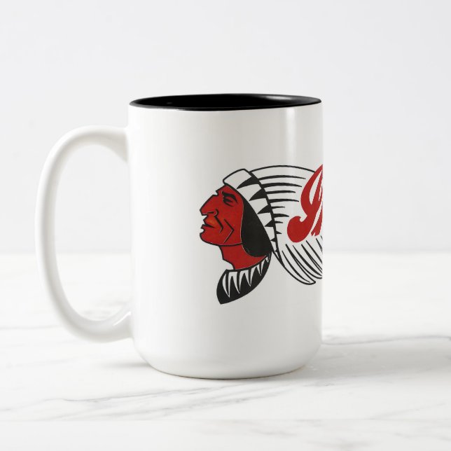 Vintage Motorcycle Logo White Two-Tone Coffee Mug (Left)
