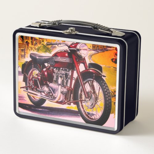 Vintage Motorcycle  Metal Lunch Box