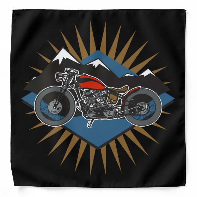Vintage Motorcycle Mountains Biker Bandana (Front)