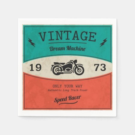 Vintage Motorcycle Paper Napkin