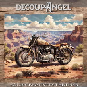 Vintage motorcycle parked in the Grand Canyon #1 Tissue Paper