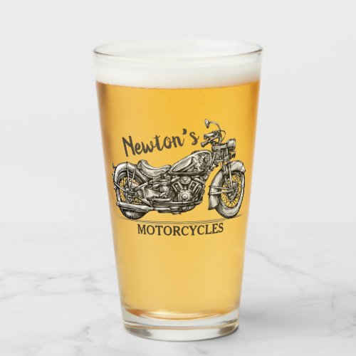 Vintage Motorcycle Personalized NAME Biker Garage Glass