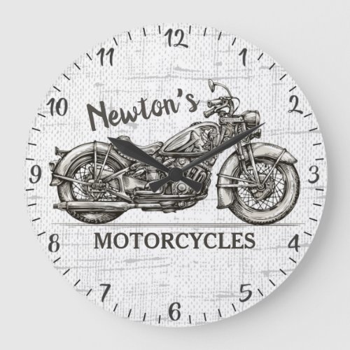 Vintage Motorcycle Personalized NAME Biker Garage Large Clock