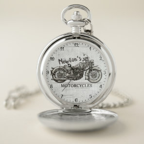 Vintage Motorcycle Personalized NAME Biker Garage Pocket Watch