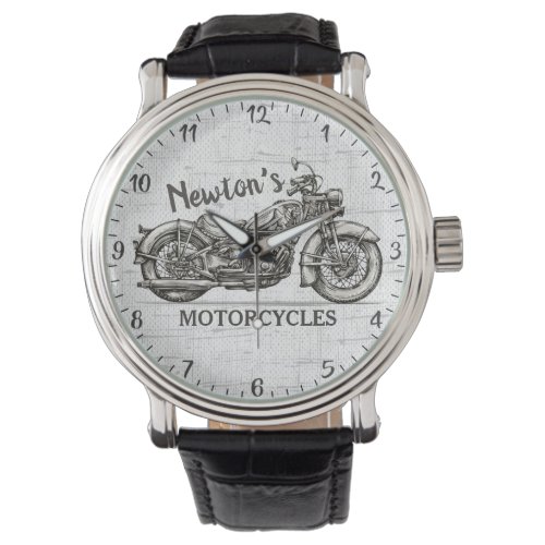 Vintage Motorcycle Personalized NAME Biker Garage Watch