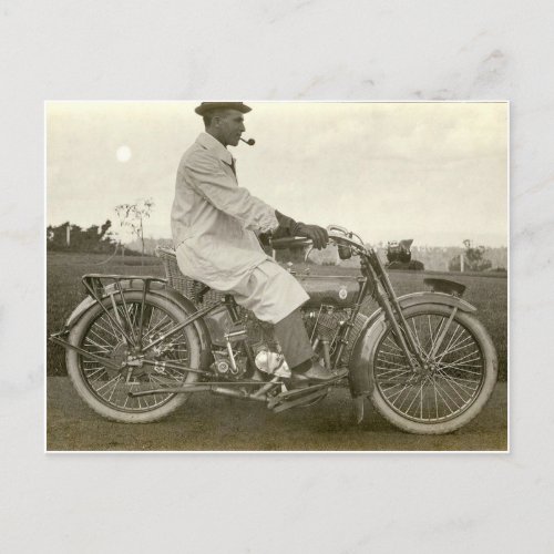Vintage motorcycle photo circa 1915 postcard