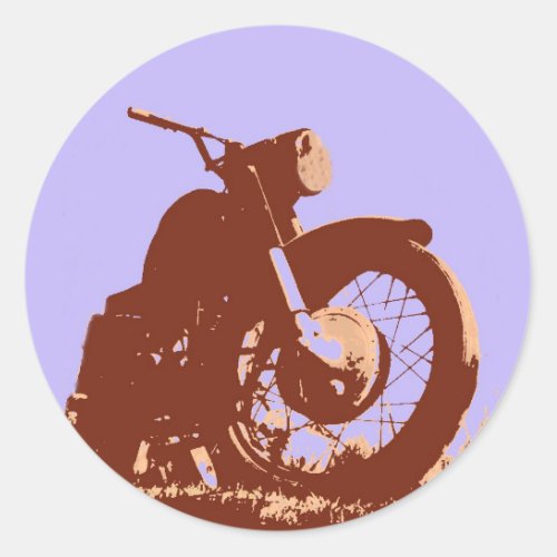 Vintage motorcycle pop art style classic round sticker