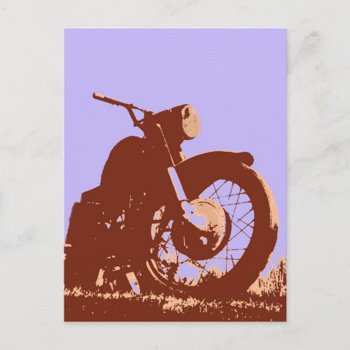 Vintage motorcycle pop art style postcard