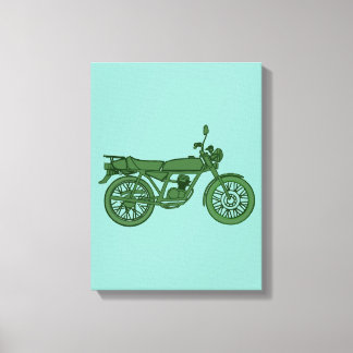 Vintage Motorcycle Poster - Hand Sketched Canvas Print