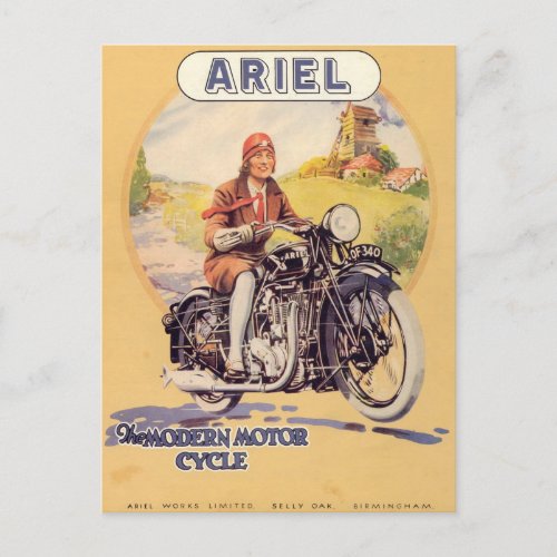 Vintage Motorcycle Poster Postcard