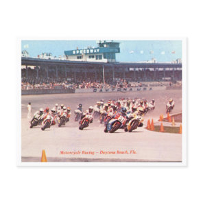 Vintage motorcycle racing at Daytona Beach Florida Postcard