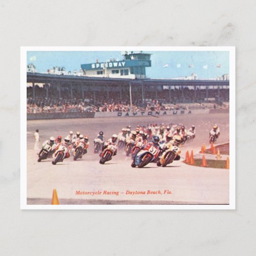 Vintage motorcycle racing at Daytona Beach Florida Postcard