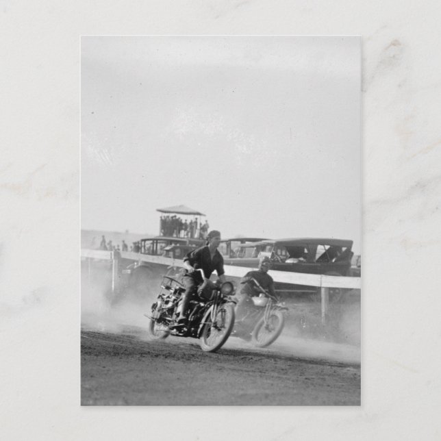 Vintage Motorcycle Racing Postcard (Front)