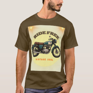 Vintage Motorcycle Ride Free Retro Biker Design T-Shirt