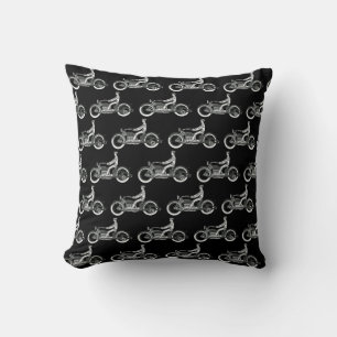 Vintage Motorcycle Rider Antique Cycle  Throw Pillow