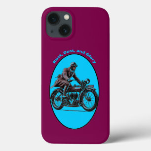Vintage Motorcycle Rider Wearing Goggles URM iPhone 13 Case