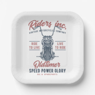 Vintage Motorcycle Riders Inc Paper Plates