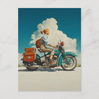 Vintage Motorcycle Road Trip Adventure Postcard