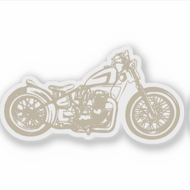 Vintage Motorcycle Silhouette Illustration Sticker (Front)