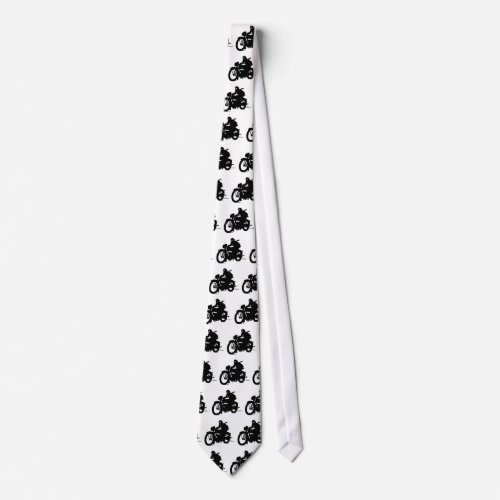 Vintage Motorcycle Silhouette Silky Mens Neck Tie