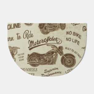 Vintage motorcycle silhouettes: seamless backgroun doormat