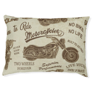 Vintage motorcycle silhouettes: seamless backgroun pet bed
