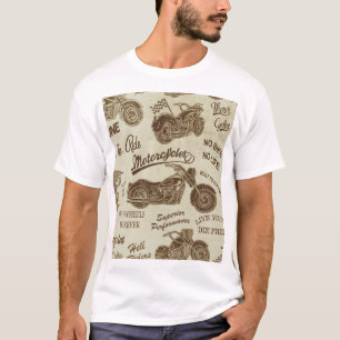 Vintage motorcycle silhouettes: seamless backgroun T-Shirt