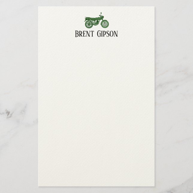 Vintage Motorcycle Sketch  Stationary  Stationery (Front)