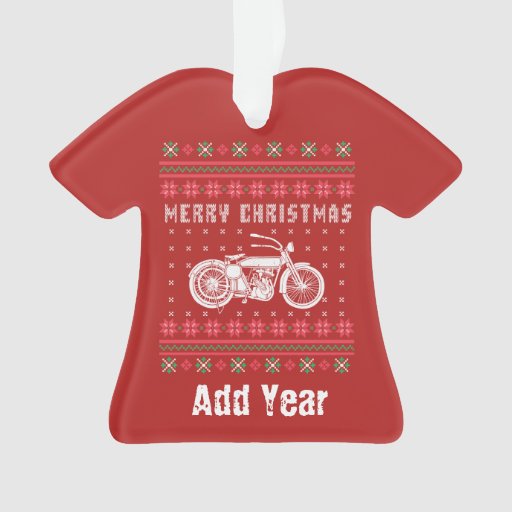 Vintage Motorcycle Ugly Christmas Sweater Ornament