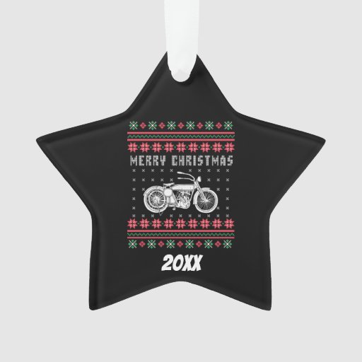 Vintage Motorcycle Ugly Christmas Sweater Ornament