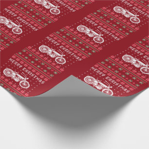 Vintage Motorcycle Ugly Christmas Sweater Wrapping Paper