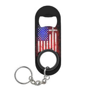 Vintage Motorcycle USA Flag Christian Faith for Bi Keychain Bottle Opener