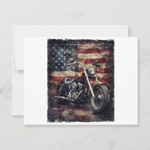 Vintage Motorcycle USA Flag Retro Biker American