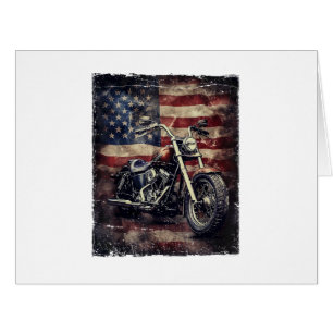 Vintage Motorcycle USA Flag Retro Biker American Cards