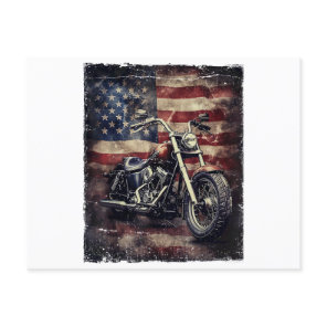 Vintage Motorcycle USA Flag Retro Biker American Enclosure Card