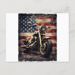 Vintage Motorcycle USA Flag Retro Biker American Enclosure Card