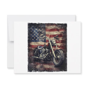 Vintage Motorcycle USA Flag Retro Biker American Invitation