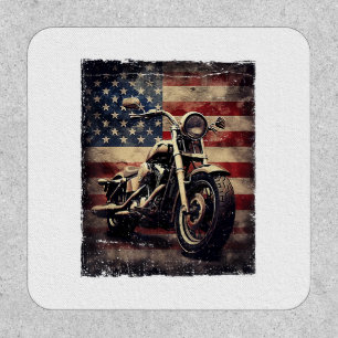 Vintage Motorcycle USA Flag Retro Biker American Patch