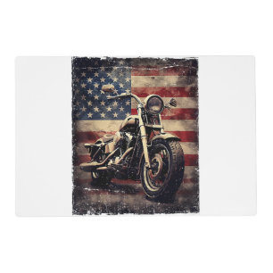 Vintage Motorcycle USA Flag Retro Biker American Placemat