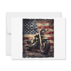 Vintage Motorcycle USA Flag Retro Biker American Thank You Card