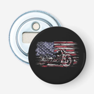 Vintage Motorcycle USA Flag Retro Biker, Motorcycl Bottle Opener
