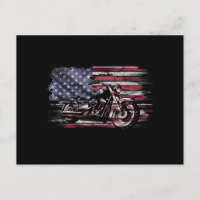 Vintage Motorcycle USA Flag Retro Biker, Motorcycl